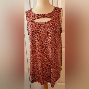 Ava & Grace Pink Brown Sleeveless Top Large‎